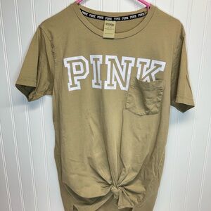 PINK Victoria's Secret Olive - Khaki Oversized Shirt XS 100% Cotton